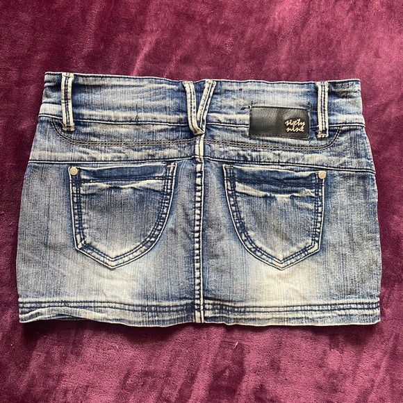 Sixty Nine Jean Denim Acid Wash Mini Skirt - Picture 2 of 5